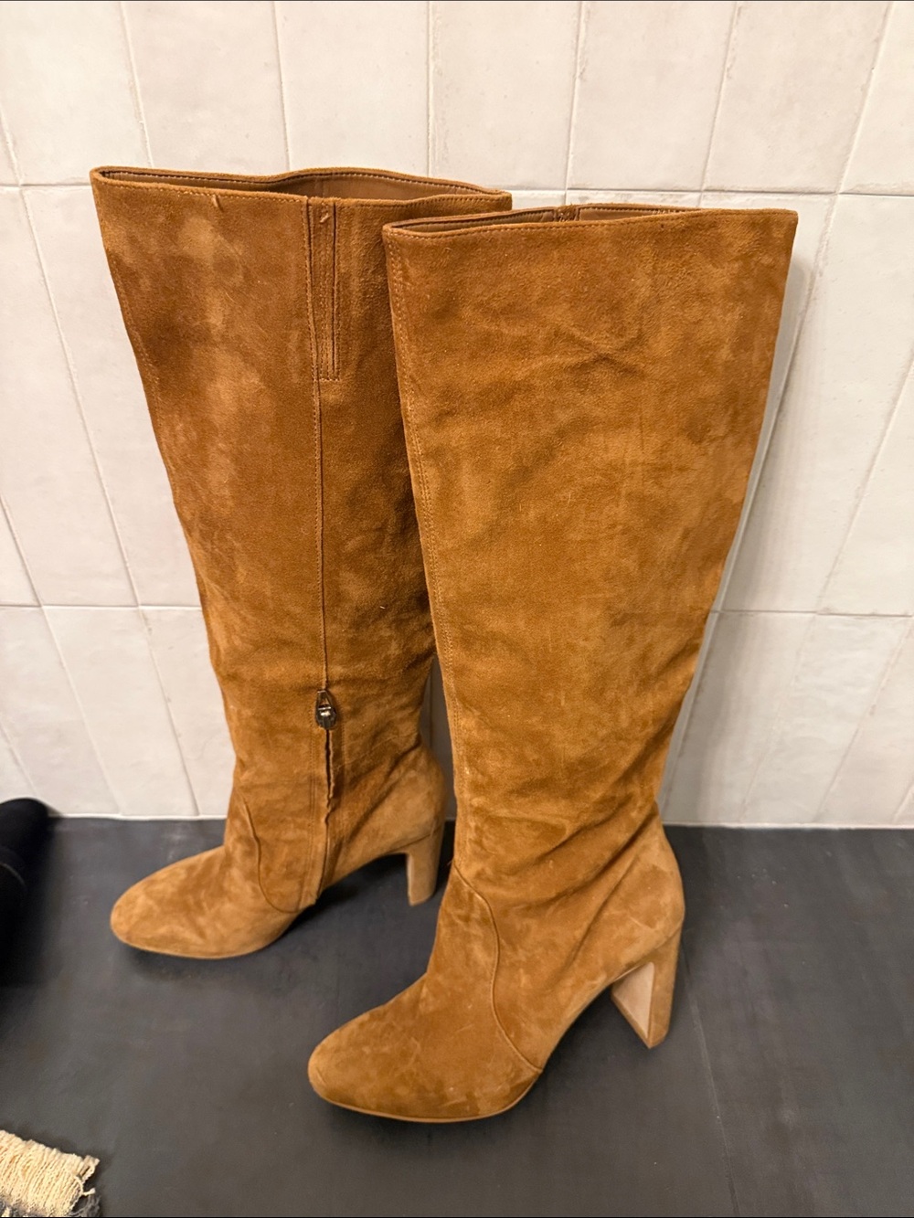 Dolce Vita Tall Suede Knee-High Boots in Camel Brown